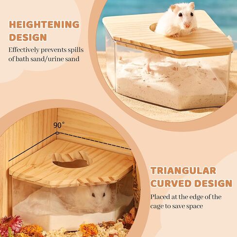 حاوية صندوق حمام الرمل من Quxddy Hamster، حمام الهامستر الرملي، حمام الهامستر الرملي، حمام الغبار الهامستر، صندوق فضلات الهامستر، ملحقات حمام الهامستر الغبار شينشيلا (البنتاغون + السلم) (البنتاغون + السلم) in Kuwait