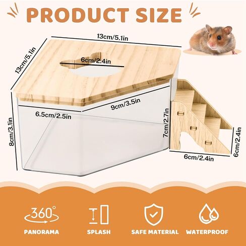 حاوية صندوق حمام الرمل من Quxddy Hamster، حمام الهامستر الرملي، حمام الهامستر الرملي، حمام الغبار الهامستر، صندوق فضلات الهامستر، ملحقات حمام الهامستر الغبار شينشيلا (البنتاغون + السلم) (البنتاغون + السلم) in Kuwait