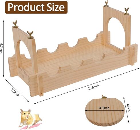 cawuwe شينشيلا قفص الملحقات جسر تعليق خشبي للحيوانات الصغيرة مع 3 منصة تسلق معلقة لعبة الهامستر الكبيرة للأقفاص، وموئل لطائرات شراعية السكر خنزير غينيا والفئران والسنجاب in Kuwait