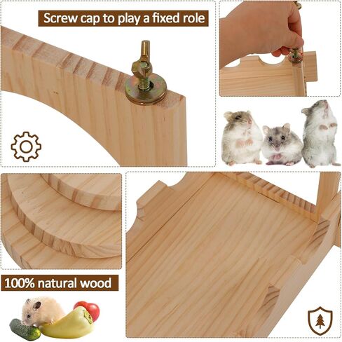 cawuwe شينشيلا قفص الملحقات جسر تعليق خشبي للحيوانات الصغيرة مع 3 منصة تسلق معلقة لعبة الهامستر الكبيرة للأقفاص، وموئل لطائرات شراعية السكر خنزير غينيا والفئران والسنجاب in Kuwait
