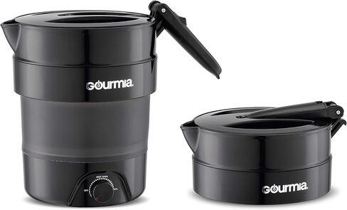غلاية سفر كهربائية قابلة للطي بجهد مزدوج من Gourmia GK378 - سعة 1.5 لتر - قابلة للطي والمحمولة - غليان سريع - غلاية مياه للقهوة والشاي والمزيد - وظيفة الحفاظ على الدفء in Kuwait