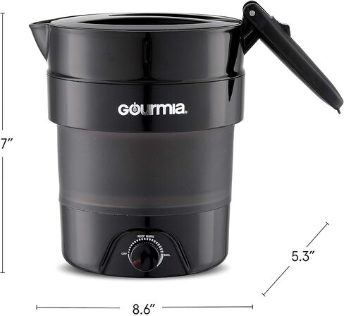 غلاية سفر كهربائية قابلة للطي بجهد مزدوج من Gourmia GK378 - سعة 1.5 لتر - قابلة للطي والمحمولة - غليان سريع - غلاية مياه للقهوة والشاي والمزيد - وظيفة الحفاظ على الدفء in Kuwait