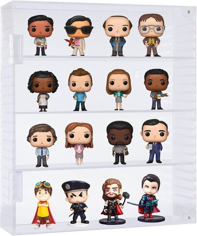 Kitguard Acrylic Display Case with 3 Adjustable Tiers for Funko Pop Figures, Clear Wall Mounted or Desktop Display Case for Mini Action Figure, Collectibles and Rocks in Saudi Arabia