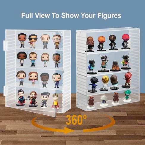 Kitguard Acrylic Display Case with 3 Adjustable Tiers for Funko Pop Figures, Clear Wall Mounted or Desktop Display Case for Mini Action Figure, Collectibles and Rocks in Saudi Arabia