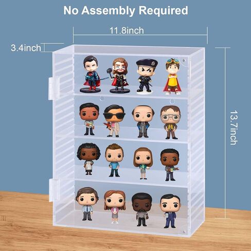 Kitguard Acrylic Display Case with 3 Adjustable Tiers for Funko Pop Figures, Clear Wall Mounted or Desktop Display Case for Mini Action Figure, Collectibles and Rocks in Saudi Arabia