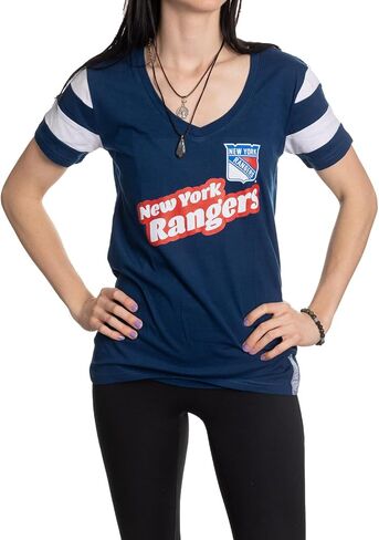 Calhoun NHL Womens Retro Varsity Short Sleeve Cotton V-Neck T-Shirt in Saudi Arabia