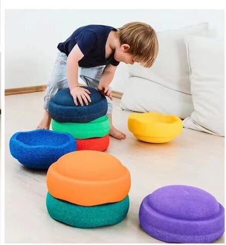 Balance Stepping Stones for Kids and Also a Stacking Blocks Toy, Balance River Stones for Promoting Children's Coordination Skills Obstacle Courses Sensory Toys for Toddlers (Blue) in Kuwait