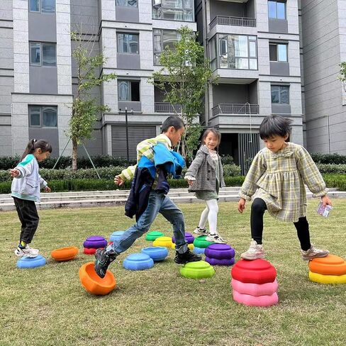 Balance Stepping Stones for Kids and Also a Stacking Blocks Toy, Balance River Stones for Promoting Children's Coordination Skills Obstacle Courses Sensory Toys for Toddlers (Blue) in Saudi Arabia