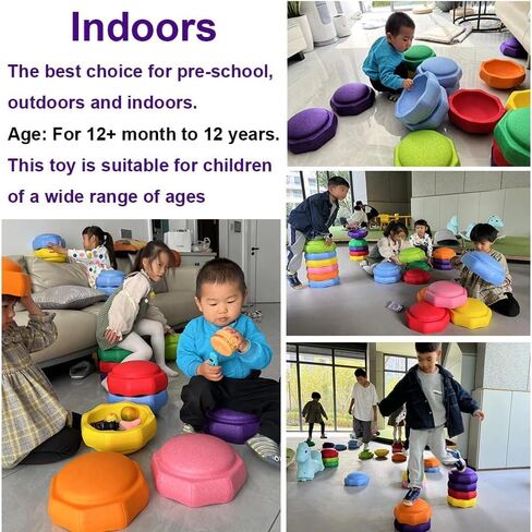 Balance Stepping Stones for Kids and Also a Stacking Blocks Toy, Balance River Stones for Promoting Children's Coordination Skills Obstacle Courses Sensory Toys for Toddlers (Blue) in Kuwait