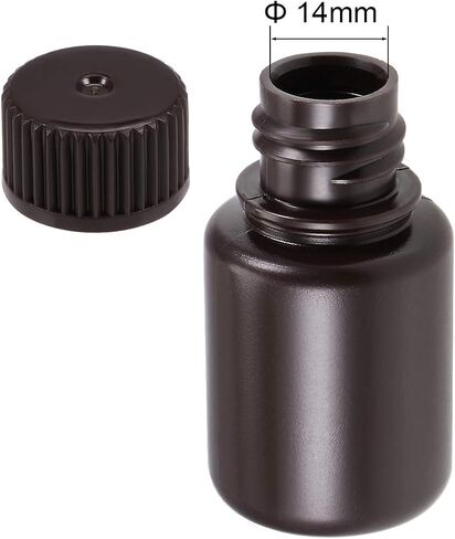 uxcell Plastic Lab Chemical Reagent Bottle 25ml/0.85oz Small Mouth Sample Sealing Liquid Storage Container Brown 10pcs in Saudi Arabia