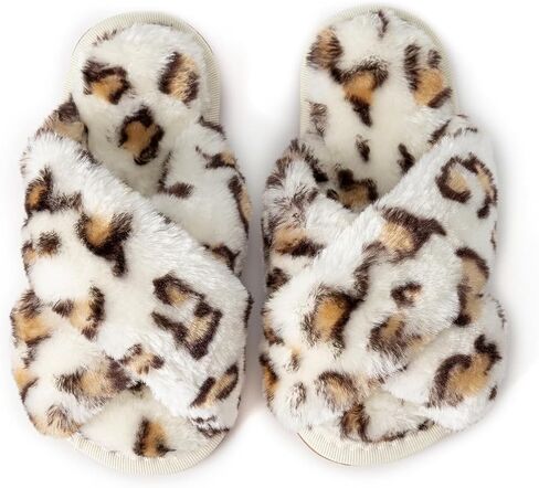 LZSYC Girl's Fuzzy Fluffy Slippers Open Toe Cross Band Soft Plush Cross Band House Slippers in Saudi Arabia