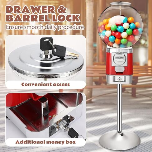 Simgoing Vending Machine with Metal Stand Capsule Vending Machines Commercial Coin Gumball Machine for Boys Girls 25 Cent Coin Operated Candy Dispenser Vending Machine for Business or Home in Kuwait