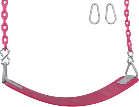 مقعد بحزام بوليمر تجاري من شركة Swing Set Stuff Inc. مقاس 8.5 بوصة. سلسلة مطلية وملصق شعار SSS سلسلة تجارية مطلية بالبوليمر، وردي in Saudi Arabia