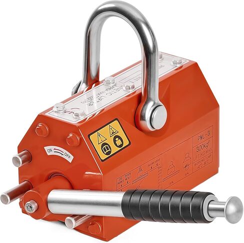 Magnetic Lifter 1320lbs/600kg Pulling Capacity, Permanent Lifting Magnet with Release, Neodymium & Steel, 2.5 Safety Factor, Metal Lift Magnet, Heavy Duty Magnet for Hoist, Shop Crane, Block, Orange in Saudi Arabia