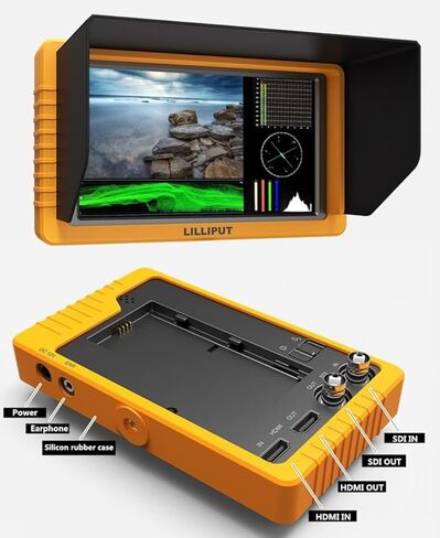 Lilliput Camera Monitor 4K 5.5 inch Supports SDI and HDMI Signal Cross Conversion Q5 1920 * 1080 Full HD Waveform Vector Scope Field Video Assist with Power Adapter in Saudi Arabia