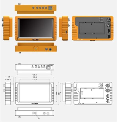 Lilliput Camera Monitor 4K 5.5 inch Supports SDI and HDMI Signal Cross Conversion Q5 1920 * 1080 Full HD Waveform Vector Scope Field Video Assist with Power Adapter in Saudi Arabia
