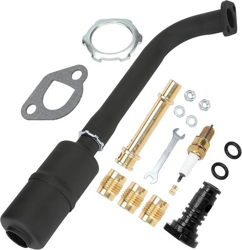 كاتم صوت ماسورة عادم الدراجة الصغيرة من GREHUA لـ Predator 212cc 224cc 196cc Coleman CT200U CT200U-EX BT200X KT196 Baja Warrior MB200 MB165 Massimo Minibike Go Kart GX160 GX200 أجزاء أداء المحرك in Kuwait