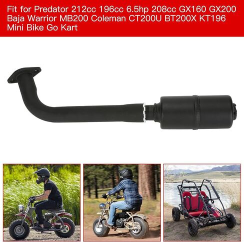 كاتم صوت ماسورة عادم الدراجة الصغيرة من GREHUA لـ Predator 212cc 224cc 196cc Coleman CT200U CT200U-EX BT200X KT196 Baja Warrior MB200 MB165 Massimo Minibike Go Kart GX160 GX200 أجزاء أداء المحرك in Kuwait