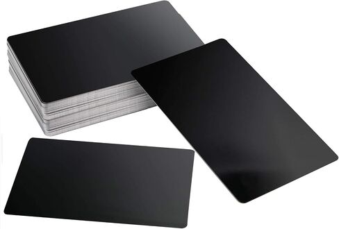ZOENHOU 50 PCS 3.4 x 2.1 Inch 0.21mm Metal Business Card, Black Blanks Finished Aluminum Blank Name Cards Metallic DIY Gift Cards VIP Cards Applicable for Customer Laser Engraving in Saudi Arabia
