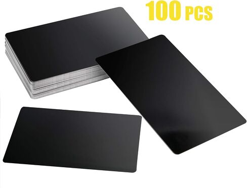 ZOENHOU 50 PCS 3.4 x 2.1 Inch 0.21mm Metal Business Card, Black Blanks Finished Aluminum Blank Name Cards Metallic DIY Gift Cards VIP Cards Applicable for Customer Laser Engraving in Saudi Arabia