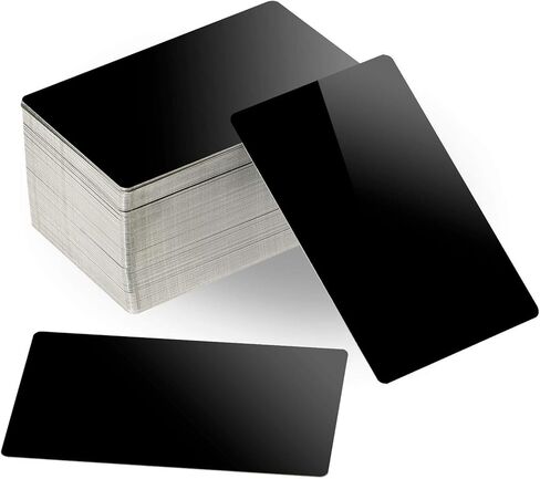 ZOENHOU 50 PCS 3.4 x 2.1 Inch 0.21mm Metal Business Card, Black Blanks Finished Aluminum Blank Name Cards Metallic DIY Gift Cards VIP Cards Applicable for Customer Laser Engraving in Saudi Arabia