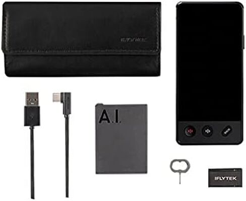 مترجم iFlytek 4.0 شاشة مزدوجة لغة الوقت الحقيقي ترجمة ثنائية الاتجاه للغة الإنجليزية <> 14 لغة والصينية 60 لغة للسفر والأعمال والدراسة. غير متصل (أسود 4.0) in Kuwait