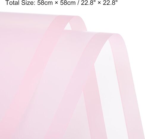 MECCANIXITY 20pcs Transparent Pink Border Flower Wrapping Paper 22.8"x22.8" Waterproof Floral Wrapping Paper for DIY Crafts, Gift Flower Shop Bouquet Packaging in Saudi Arabia