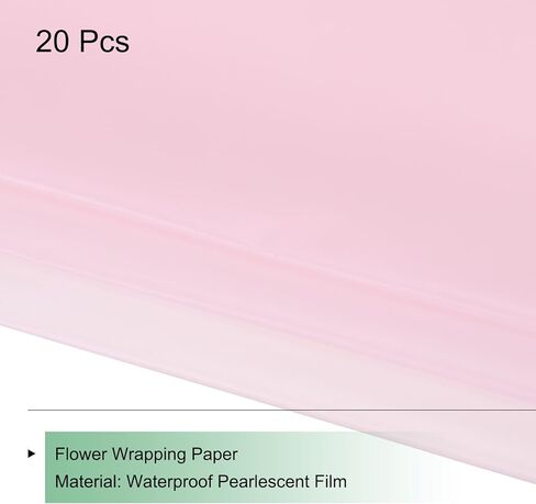 MECCANIXITY 20pcs Transparent Pink Border Flower Wrapping Paper 22.8"x22.8" Waterproof Floral Wrapping Paper for DIY Crafts, Gift Flower Shop Bouquet Packaging in Saudi Arabia