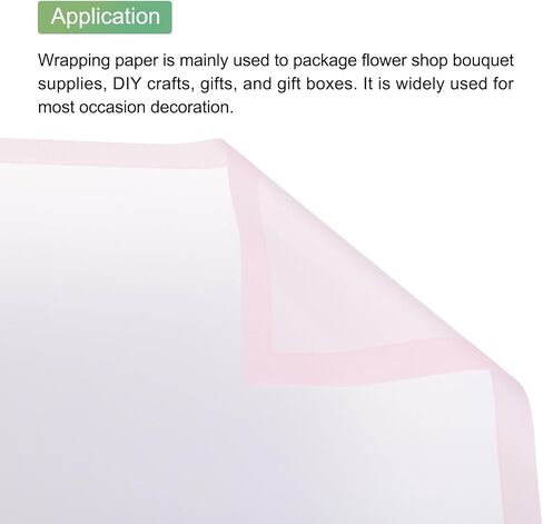 MECCANIXITY 20pcs Transparent Pink Border Flower Wrapping Paper 22.8"x22.8" Waterproof Floral Wrapping Paper for DIY Crafts, Gift Flower Shop Bouquet Packaging in Saudi Arabia