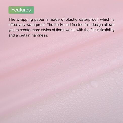 MECCANIXITY 20pcs Transparent Pink Border Flower Wrapping Paper 22.8"x22.8" Waterproof Floral Wrapping Paper for DIY Crafts, Gift Flower Shop Bouquet Packaging in Saudi Arabia