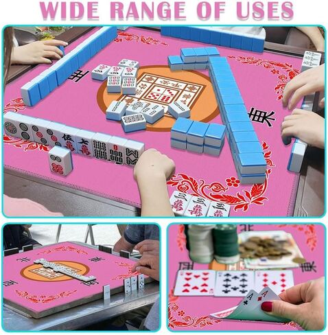 Mahjong Mat, Anti Slip and Noise Reduction Table Cover, 30.7" L x 30.7" W (78cm X 78cm) Mahjong Accessories Tablecloth for Mahjong, Poker, Card Games, Board Games and Dominoes (Blue,2.56ft) in Saudi Arabia