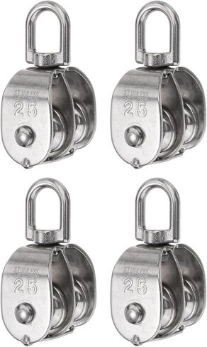 uxcell 4pcs M15 Double Pulley Block, Stainless Steel Swivel Rigging Lifting Wheel Fixed Pulley, Crane Hanging Wire Towing Wheel, Rope Cable Pulley Roller in Saudi Arabia