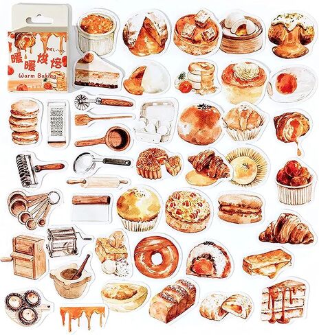 ملصقات الخبز لسكرابوكينغ، ملصقات الخبز الصغيرة الدافئة للمجلة، دفتر الملاحظات، المخطط، ملصقات الطعام اللطيفة، 45 قطعة، 1.7 × 1.7 × 0.4 بوصة، 4.5 × 4.5 × 1.2 سم in Kuwait