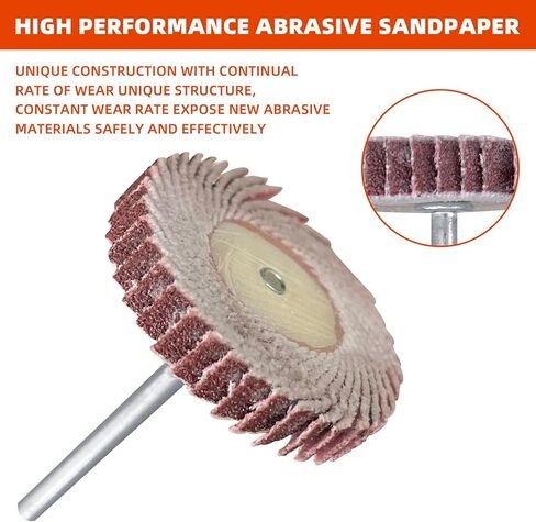 30 عبوة من أدوات الصنفرة ذات العجلات الكاشطة، 120 حبيبة 1/8 بوصة، عجلات رفرف من أكسيد الألومنيوم، أداة دوارة لطحن عجلة الصنفرة للحفر in Kuwait