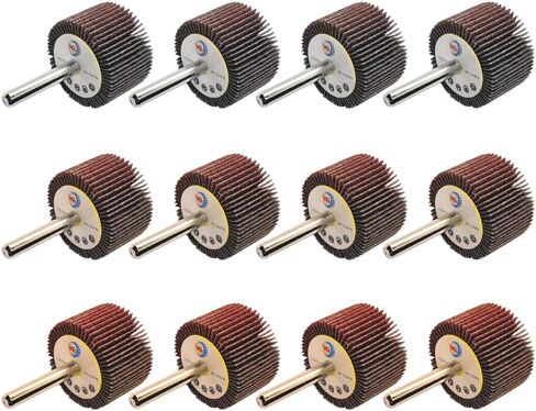WA 12PACK 1-1/2''x1''x1/4" inch High-Performance Durable Mounted Flap Wheel Sander Set, Assorted Grit 4x40#, 4x60#, 4x80#, Aluminum Oxide Sanding Flap Wheels with 1/4" Shank for Drill/Die Grinder in Saudi Arabia