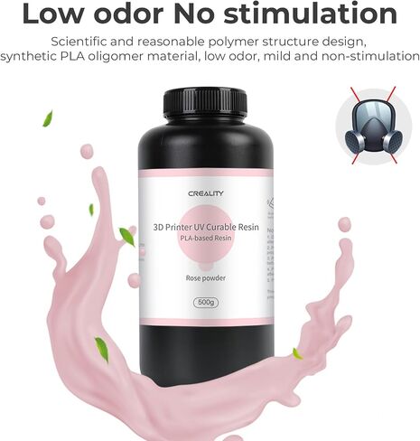Creality Plant-Based 3D Printer Resin UV-Curing 3D Resin with High Precision Low Odor Quick Curing Excellent Fluidity PLA-Based Resin for LCD 3D Printers Rose Powder 500g (1.1lbs) in Saudi Arabia