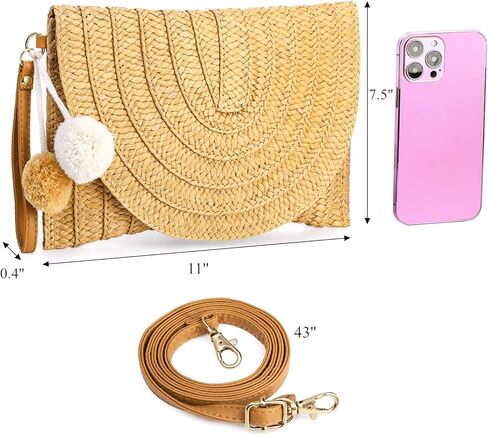 حقيبة كتف نسائية من سيددو، حقيبة يد كروس منسوجة يدويًا مع حزام قابل للفصل، محفظة محفظة على شكل ظرف صيفي للشاطئ، والعطلات، والاستخدام اليومي in Kuwait