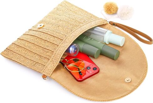 حقيبة كتف نسائية من سيددو، حقيبة يد كروس منسوجة يدويًا مع حزام قابل للفصل، محفظة محفظة على شكل ظرف صيفي للشاطئ، والعطلات، والاستخدام اليومي in Kuwait