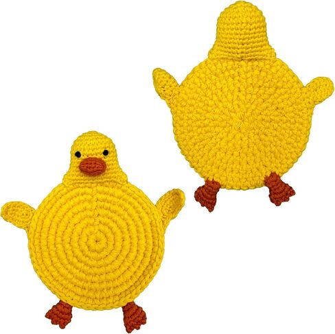 Crocheted Animal Coaster 5 Pack - Handmade Drink Coasters with Cute Cat, Dog, Pig, Duck, Chicken Designs in Saudi Arabia