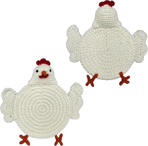 Crocheted Animal Coaster 5 Pack - Handmade Drink Coasters with Cute Cat, Dog, Pig, Duck, Chicken Designs in Saudi Arabia