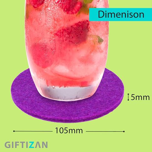 GIFTIZAN - Felt Coasters for Drinks 8pcs - Coaster Set 100% Recyclable - with Metal Coaster Holder - Kitchen Decor - House Warming Gifts New Home Decor in Saudi Arabia