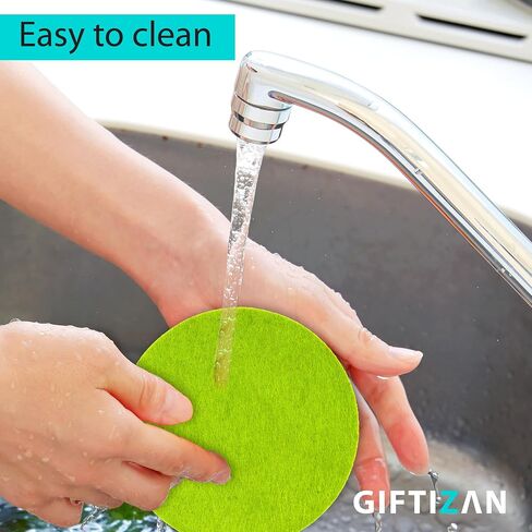 GIFTIZAN - Felt Coasters for Drinks 8pcs - Coaster Set 100% Recyclable - with Metal Coaster Holder - Kitchen Decor - House Warming Gifts New Home Decor in Saudi Arabia