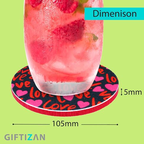GIFTIZAN - Felt Coasters for Drinks 8pcs - Coaster Set 100% Recyclable - with Metal Coaster Holder - Kitchen Decor - House Warming Gifts New Home Decor in Saudi Arabia