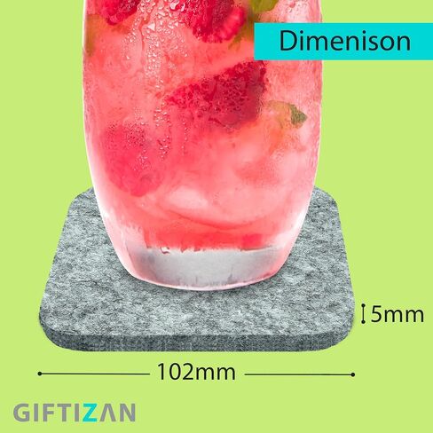 GIFTIZAN - Felt Coasters for Drinks 8pcs - Coaster Set 100% Recyclable - with Metal Coaster Holder - Kitchen Decor - House Warming Gifts New Home Decor in Saudi Arabia