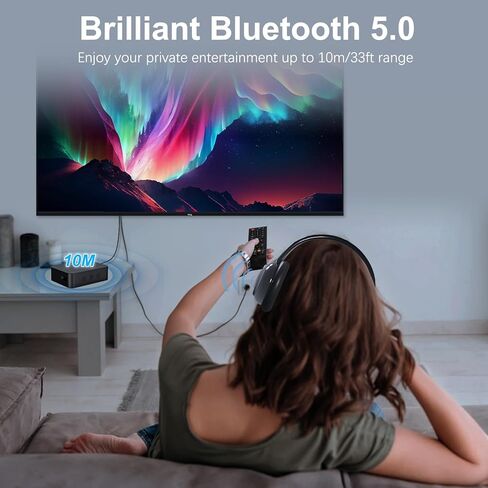 جهاز إرسال بلوتوث بصري 5.0 للتلفزيون مع التحكم في مستوى الصوت وزمن الوصول المنخفض، (بصري، AUX، محوري، فتحة بطاقة TF) زوج محول صوت بلوتوث Toslink مع سماعة رأس BT - مصدر طاقة USB in Kuwait