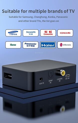 جهاز إرسال بلوتوث بصري 5.0 للتلفزيون مع التحكم في مستوى الصوت وزمن الوصول المنخفض، (بصري، AUX، محوري، فتحة بطاقة TF) زوج محول صوت بلوتوث Toslink مع سماعة رأس BT - مصدر طاقة USB in Kuwait