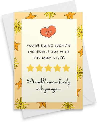 5 Star Mothers Day card for mom, funny mothers day card from husband, mom appreciation card, mom card for wife, best mom card for partner [00711] in Saudi Arabia