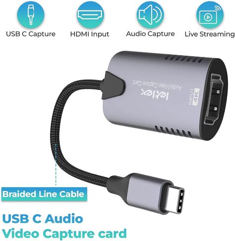 Video Capture Card USB -A HDMI Adapter 4k HDMI Video Recorder & Capture Card for Streaming 4k HDMI Video Capture Card HDMI Recorder USB Capture Card HDMI Video Capture Card Gaming Video Card in Saudi Arabia