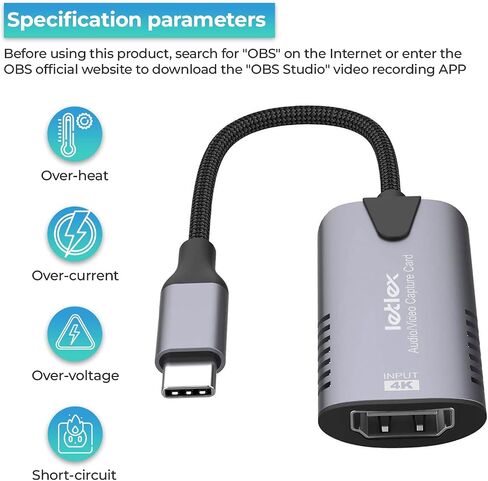 Video Capture Card USB -A HDMI Adapter 4k HDMI Video Recorder & Capture Card for Streaming 4k HDMI Video Capture Card HDMI Recorder USB Capture Card HDMI Video Capture Card Gaming Video Card in Saudi Arabia