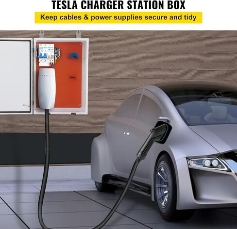 صندوق محطة شاحن VEVOR Tesla، مقاس 28 بوصة × 20 بوصة × 10 بوصة، منظم كابل صندوق شحن صندوق كابل خارجي، IP32 مقاوم للماء والغبار صندوق تغليف كهربائي فولاذي بارد، لموصل جدار تسلا in Kuwait